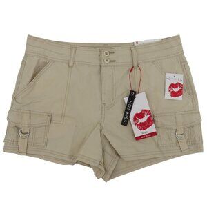 Hot Kiss Juniors 11 Mid Rise Shorts Beige Cargo Pockets Cotton Blend NEW NWT